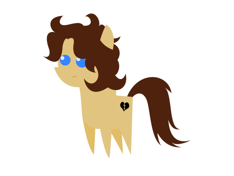 Size: 1701x1276 | Tagged: safe, derpibooru import, oc, oc:heartbreak, unofficial characters only, earth pony, pony, blue eyes, branding, female, frown, heart, human in equestria, human to pony, male to female, mare, messy mane, my little heartbreak, puppet, rule 63, solo