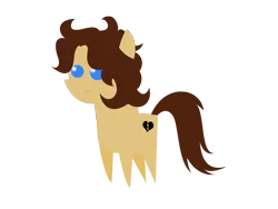 Size: 1701x1276 | Tagged: safe, derpibooru import, oc, oc:heartbreak, unofficial characters only, earth pony, pony, blue eyes, branding, female, frown, heart, human in equestria, human to pony, male to female, mare, messy mane, my little heartbreak, puppet, rule 63, solo