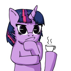 Size: 300x300 | Tagged: artist:mixermike622, coffee, cup, derpibooru import, meme, rage face, safe, simple background, source needed, steam, thinking, twilight sparkle, white background