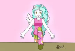 Size: 700x480 | Tagged: safe, artist:lilimani8, derpibooru import, paisley, equestria girls, arms wide open, crossed arms, ponied up, request