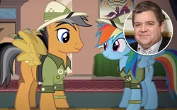 Size: 612x380 | Tagged: clothes, cosplay, costume, daring do and the riddle of the sphinx, derpibooru import, human, irl, irl human, patton oswalt, photo, quibble pants, rainbow dash, safe, stranger than fan fiction