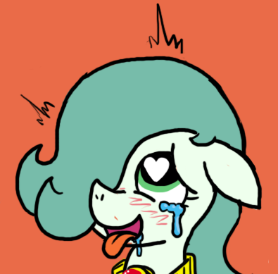 Size: 395x389 | Tagged: suggestive, artist:ficficponyfic, derpibooru import, edit, oc, oc:emerald jewel, unofficial characters only, earth pony, pony, colt quest, ahegao, amulet, bust, child, color, colt, cropped, crying, drool, floppy ears, hair over one eye, heart eyes, image macro, implied foalcon, implied orgasm, implied sex, lust, male, meme, open mouth, reaction image, solo, tears of joy, wingding eyes