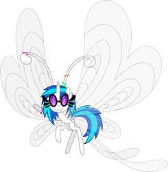 Size: 1080x1104 | Tagged: safe, artist:jaybugjimmies, derpibooru import, vinyl scratch, breezie, unicorn, breeziefied, female, hooves, horn, mare, simple background, smiling, solo, species swap, sunglasses, teeth, transparent background, vector