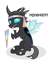 Size: 1077x1300 | Tagged: artist:tina-de-love, changeling, derpibooru import, flag, headband, hilarious in hindsight, mouth hold, safe, simple background, smiling, solo, the times they are a changeling, thorax, transparent background, vector