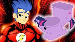 Size: 1280x720 | Tagged: safe, artist:klystron2010, artist:raffa2300, derpibooru import, flash sentry, twilight sparkle, original species, pony, toilet pony, barry allen repeatedly crashes into a sparkling toilet, but why, dc comics, explicit source, exploitable meme, female, flash sentry savior of the universe, flashlight, male, meme, not salmon, shipping, species swap, straight, the flash, toilet, toilet sparkle, wat, youtube link, youtube poop