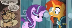 Size: 1245x500 | Tagged: safe, derpibooru import, screencap, starlight glimmer, sunburst, pony, the crystalling, archie comics, crossover, discovery family logo, hilarious in hindsight, knuckles the echidna (comic), mello bee, sonic the hedgehog (series)