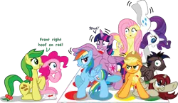 Size: 4058x2351 | Tagged: safe, artist:inkrose98, derpibooru import, apple fritter, applejack, fluttershy, pinkie pie, rainbow dash, rarity, twilight sparkle, twilight sparkle (alicorn), oc, alicorn, pony, alicorn oc, apple family member, twister