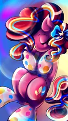 Size: 1024x1820 | Tagged: artist:astroboygf, derpibooru import, eyes closed, pinkie pie, rainbow power, safe, solo, watermark