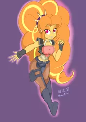 Size: 2894x4093 | Tagged: safe, artist:demonfox, derpibooru import, adagio dazzle, equestria girls, belly button, borderlands, breasts, busty adagio dazzle, cleavage, clothes, commission, cosplay, costume, female, fingerless gloves, gloves, midriff, siren (borderlands), solo