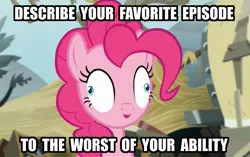 Size: 760x477 | Tagged: caption, derp, derpibooru import, edit, edited screencap, image macro, meme, pinkie derp, pinkie pie, question, safe, screencap, solo, the lost treasure of griffonstone