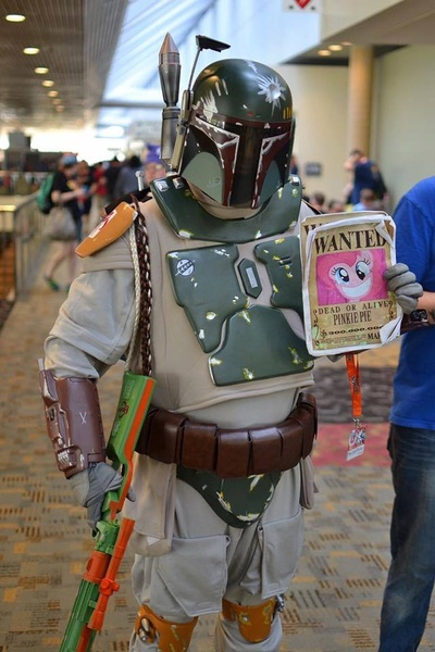 Size: 640x960 | Tagged: boba fett, bronycon, bronycon 2016, clothes, cosplay, costume, derpibooru import, irl, one piece, photo, pinkie pie, safe, star wars, wanted poster