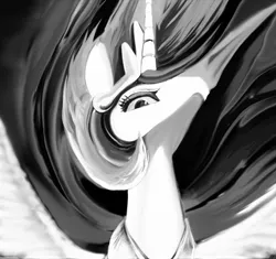 Size: 1120x1051 | Tagged: artist:ponsce, derpibooru import, monochrome, princess celestia, safe, solo