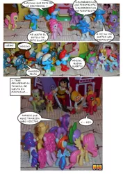 Size: 793x1122 | Tagged: safe, derpibooru import, apple bloom, applejack, big macintosh, fluttershy, granny smith, pinkie pie, rainbow dash, rarity, spike, twilight sparkle, earth pony, pony, comic:visitas a la aldea pitufa, brainy smurf, comic, crossover, festive smurf, finance smurf, flying smurf, grouchy smurf, hunter smurf, johan & pirlouit, king smurf, male, papa smurf, smurf village, smurfs, spanish, stallion, sweet apple acres, sweet apple acres barn, the end, vanity smurf