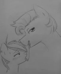 Size: 1920x2350 | Tagged: artist:subimaru_kai, bedroom eyes, derpibooru import, drool, drool string, father and son, foal, gay, implied foalcon, incest, kissing, looking at you, male, monochrome, oc, oc:snowy, shipping, sloppy kissing, suggestive, traditional art, unofficial characters only