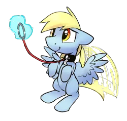 Size: 1489x1425 | Tagged: safe, artist:tallaferroxiv, deleted from derpibooru, derpibooru import, oc, oc:windswept skies, unofficial characters only, pegasus, pony, begging, braid, charm, collar, cute, floppy ears, image, implied princess luna, leash, levitation, magic, male, offscreen character, pet play, pet tag, png, simple background, sitting, smiling, solo, solo focus, spread wings, stallion, tail wag, telekinesis, transparent background, wings, yellow eyes