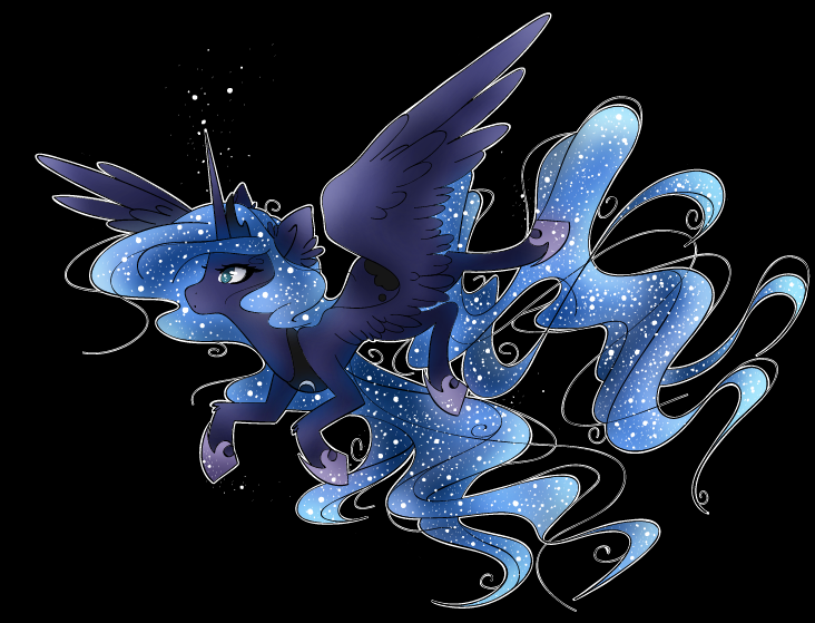 Size: 732x559 | Tagged: artist:skyduststudios, black background, derpibooru import, flying, princess luna, safe, simple background, solo