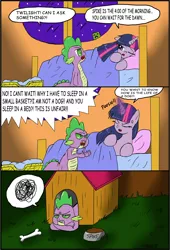 Size: 2137x3142 | Tagged: artist:ciriliko, comic, creeper, derpibooru import, doghouse, engrish, safe, spike, twilight sparkle