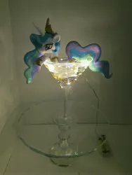 Size: 3456x4608 | Tagged: safe, artist:earthenpony, derpibooru import, princess celestia, pony, alcohol, craft, cup of pony, martini, micro, sculpture, solo, traditional art