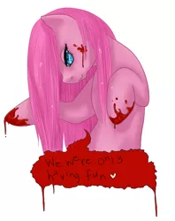 Size: 1305x1647 | Tagged: artist:zombiicrow, blood, derpibooru import, pinkamena diane pie, pinkie pie, semi-grimdark, solo