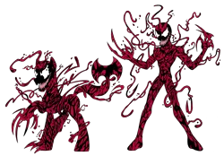 Size: 3557x2480 | Tagged: artist:edcom02, artist:jmkplover, axe, carnage, claws, cletus kasady, crossover, derpibooru import, marvel, ponified, safe, simple background, spider-man, symbiote, symbiote pony, tendrils, transparent background, weapon