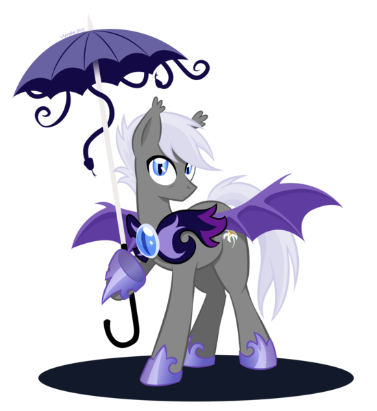 Size: 1200x1308 | Tagged: safe, artist:deeptriviality, derpibooru import, oc, oc:lilytrader, unofficial characters only, bat pony, pony, bat pony oc, night guard, simple background, spread wings, transparent background, umbrella