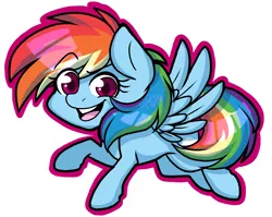 Size: 1280x1018 | Tagged: safe, artist:twisted-sketch, derpibooru import, rainbow dash, flying, open mouth, simple background, smiling, solo