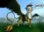 Size: 1888x1408 | Tagged: safe, artist:xbi, derpibooru import, gilda, gryphon, dweeb, female, grass, image, jpeg, long tail, looking at you, raised leg, solo, spread wings, talons, thought bubble, wings