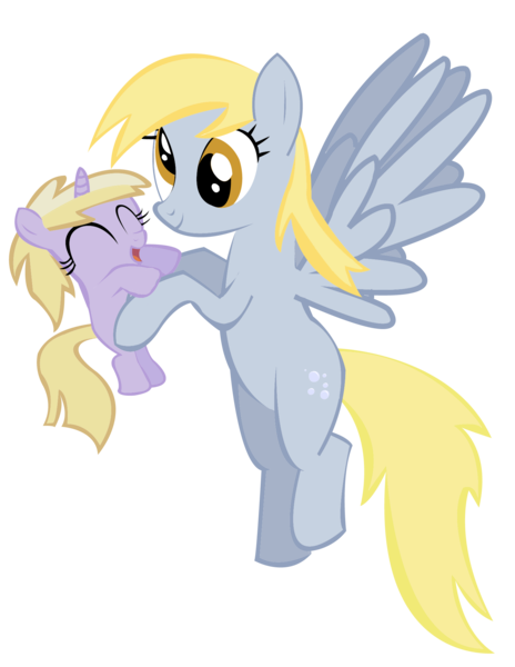 Size: 1569x2027 | Tagged: safe, artist:joemasterpencil, derpibooru import, derpy hooves, dinky hooves, pegasus, pony, unicorn, cute, daaaaaaaaaaaw, derpabetes, dinkabetes, equestria's best daughter, equestria's best mother, female, filly, happy, headcanon, mare, simple background, smiling, transparent background