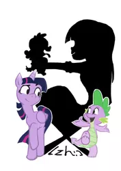 Size: 600x849 | Tagged: safe, artist:hairyfood, derpibooru import, spike, twilight sparkle, twilight sparkle (alicorn), dog, pony, equestria girls, cute, human ponidox, open mouth, self ponidox, shadow, silhouette, simple background, spike the dog, white background