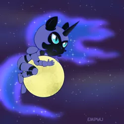 Size: 1000x1000 | Tagged: anthro, artist:empyu, chibi, derpibooru import, moon, night, nightmare moon, safe, solo, stars, tangible heavenly object