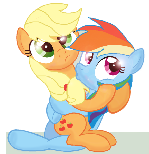 Size: 920x952 | Tagged: safe, artist:simby-pika, derpibooru import, applejack, rainbow dash, pony, appledash, base used, cute, female, lesbian, mare, shipping