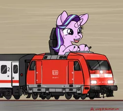 Size: 1100x1000 | Tagged: artist:orang111, db br 101, derpibooru import, deutsche bahn, driving, locomotive, safe, starlight glimmer, train