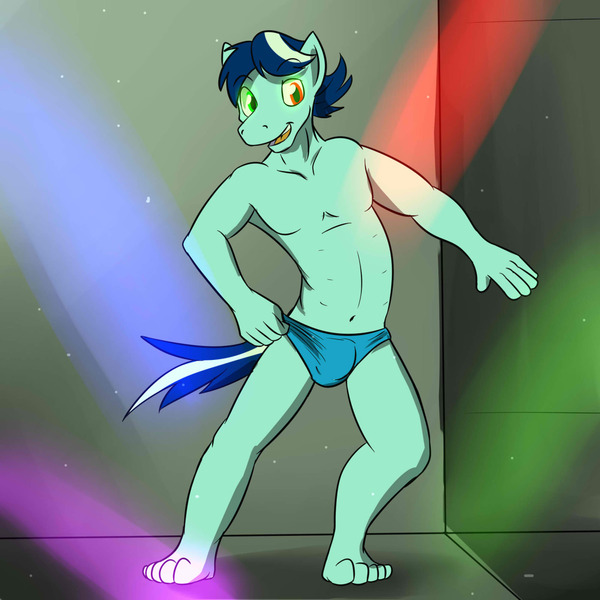 Size: 1280x1280 | Tagged: anthro, armpits, artist:fuzebox, bare chest, belly button, clothes, dancing, derpibooru import, gay bar, gay club, male, male stripper, plantigrade anthro, solo, solo male, stripper, suggestive, topless, underwear
