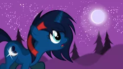 Size: 1920x1080 | Tagged: safe, artist:noah-x3, derpibooru import, oc, oc:serene, unofficial characters only, pony, unicorn, moon, night, solo