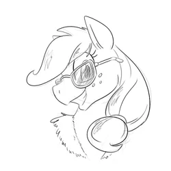 Size: 700x700 | Tagged: applejack, artist:goat train, derpibooru import, grin, monochrome, portrait, safe, sketch, smiling, solo, sunglasses