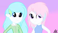 Size: 800x451 | Tagged: safe, artist:cute_pinkie7, derpibooru import, oc, oc:candy swirl, oc:snow paw, unofficial characters only, equestria girls, sisters