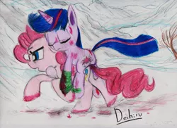 Size: 3501x2550 | Tagged: semi-grimdark, artist:deihiru, derpibooru import, pinkie pie, twilight sparkle, earth pony, pony, unicorn, blood, female, injured, mare