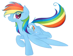 Size: 1024x793 | Tagged: safe, artist:felcia, derpibooru import, rainbow dash, backwards cutie mark, simple background, solo