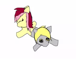 Size: 481x373 | Tagged: safe, derpibooru import, derpy hooves, roseluck, earth pony, pegasus, pony, 1000 hours in ms paint, catdog, ms paint, wat