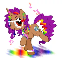 Size: 2044x1903 | Tagged: safe, artist:peachpalette, derpibooru import, oc, unofficial characters only, pony, unicorn, dancing, female, jazzmin, mare, music