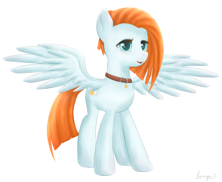 Size: 3422x2801 | Tagged: safe, artist:yukitayako, derpibooru import, oc, unofficial characters only, pegasus, pony, charm, collar, digital art, solo