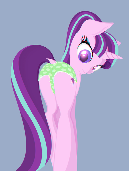 Size: 3000x3969 | Tagged: artist:theotherdash, clothes, derpibooru import, frilly underwear, glimmer glutes, green underwear, panties, plot, polka dot underwear, simple background, solo, starlight glimmer, suggestive, underwear