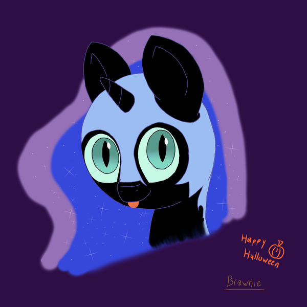 Size: 2048x2048 | Tagged: safe, artist:biggysam7, artist:brownie, derpibooru import, nightmare moon, chibi, filly, halloween, nightmare mlem, nightmare woon, portrait, solo, tongue out