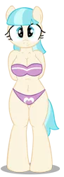 Size: 450x1240 | Tagged: anthro, artist:hendro107, bandeau, belly button, big breasts, bra, breasts, busty coco pommel, cleavage, clothes, coco pommel, derpibooru import, female, panties, purple underwear, simple background, solo, solo female, suggestive, transparent background, underwear, unguligrade anthro