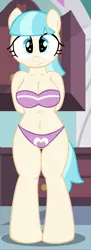 Size: 581x1600 | Tagged: anthro, artist:hendro107, bandeau, belly button, big breasts, bra, breasts, busty coco pommel, cleavage, clothes, coco pommel, derpibooru import, female, panties, purple underwear, solo, solo female, suggestive, underwear, unguligrade anthro