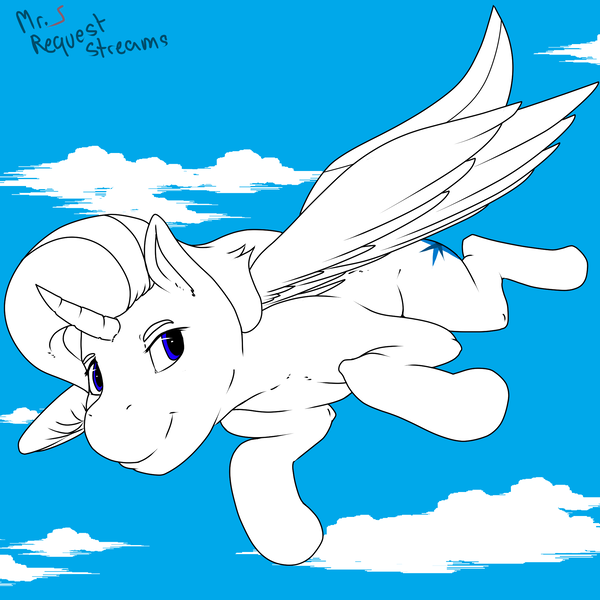 Size: 2000x2000 | Tagged: safe, artist:mr.smile, derpibooru import, oc, unofficial characters only, pegasus, pony, cloud, flying, solo