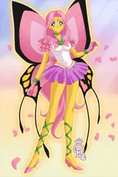 Size: 400x600 | Tagged: artist:cobrawolf_meiji, derpibooru import, fluttershy, human, humanized, safe, sailor moon