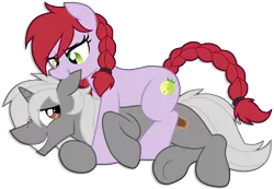 Size: 3980x2759 | Tagged: safe, artist:wingedwolf94, deleted from derpibooru, derpibooru import, oc, oc:crab apple, oc:ryo disk, unofficial characters only, earth pony, pony, unicorn, crabdisk, cuddling, ear bite, female, male, mare, shipping, simple background, snuggling, stallion, transparent background