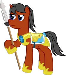 Size: 1014x1146 | Tagged: safe, artist:sketchmcreations, derpibooru import, oc, oc:soldier, ponified, pony, armor, dalek, doctor who, fanfic art, female, fimfiction, inkscape, mare, royal guard, simple background, spear, transparent background, vector, weapon