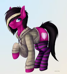 Size: 3251x3574 | Tagged: safe, artist:celestialoddity, derpibooru import, oc, oc:lori lovi, unofficial characters only, clothes, cutie mark, hoodie, jewelry, necklace, socks, solo, striped socks, transgender